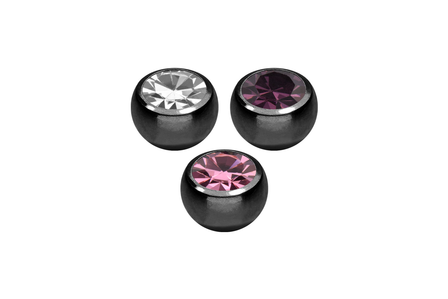SET Chirurgenstahl Schraubkugel KRISTALL von Piercingline